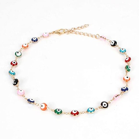 Boho Evil Eyes Choker Necklace Colorful Necklaces - Picture 4 of 4